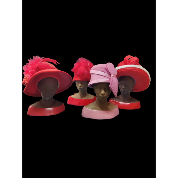 Bundle of 4 Harriet Rosebud miniatures Red and Pink hat collection - Picture 1 of 5